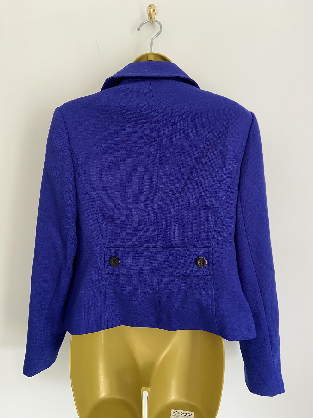 Debenhams Petite Blue Blazer Jacket With Chunky Buttons Size 12P