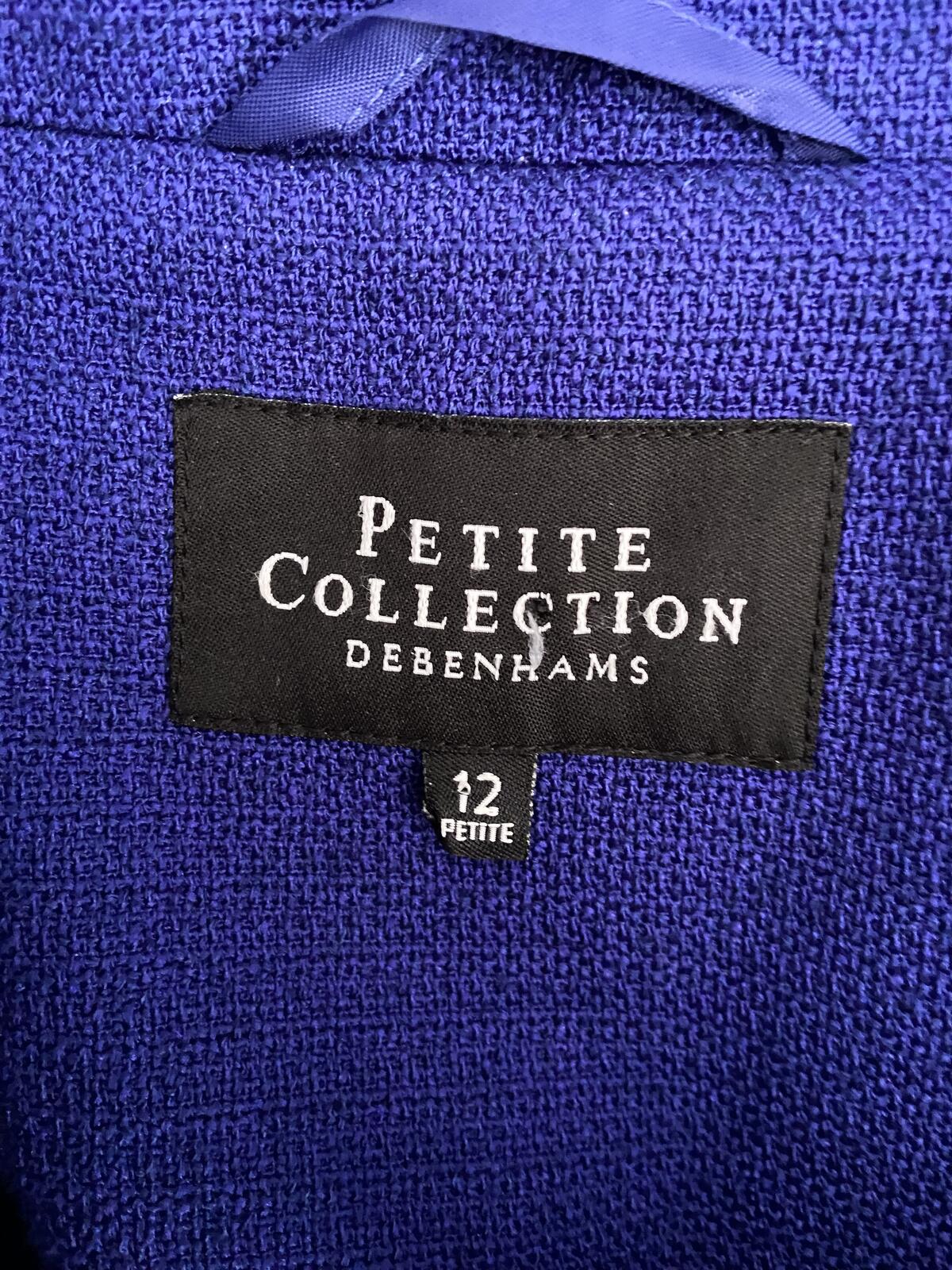Debenhams Petite Blue Blazer Jacket With Chunky Buttons Size 12P