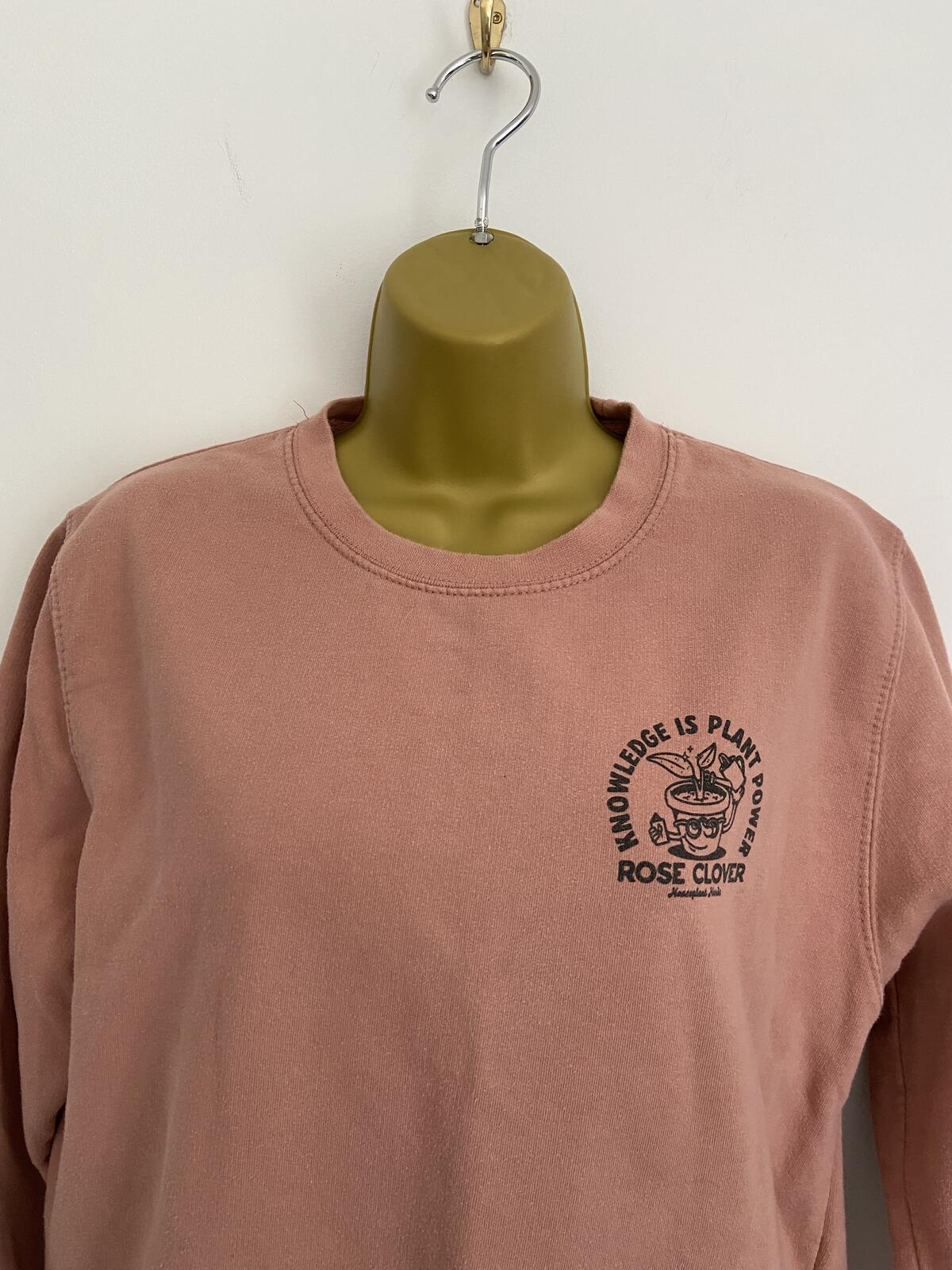 Just Hoods Women’s Dusty Pink ‘Knowledge Is Plant Power’ Sweatshirt Size S