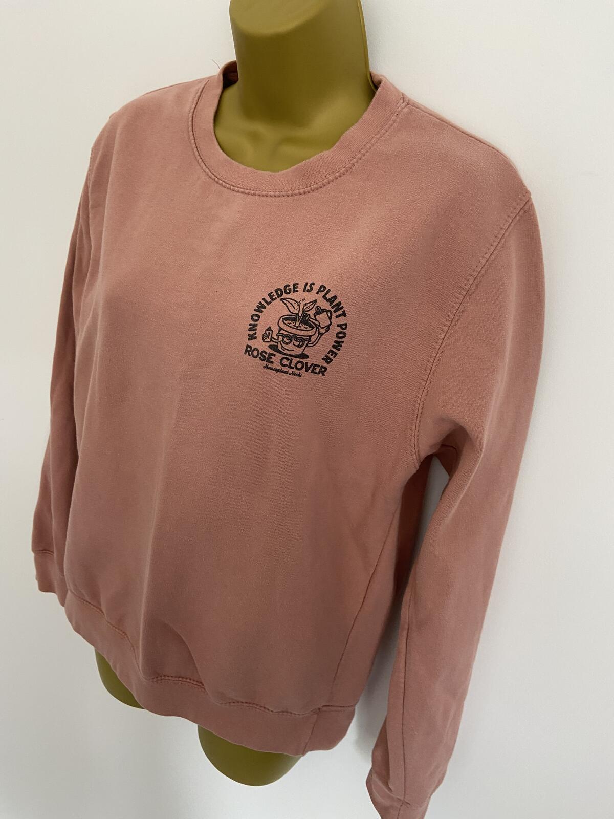 Just Hoods Women’s Dusty Pink ‘Knowledge Is Plant Power’ Sweatshirt Size S