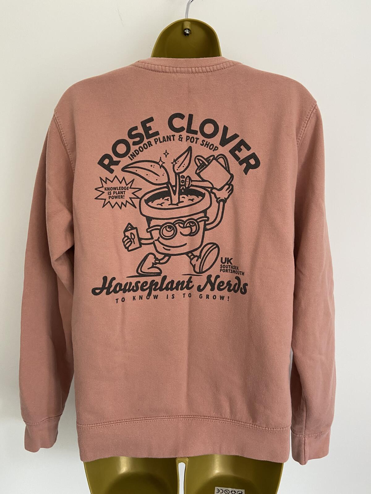 Just Hoods Women’s Dusty Pink ‘Knowledge Is Plant Power’ Sweatshirt Size S
