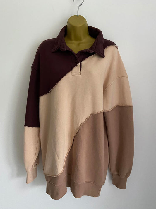 Missguided Ladies Tri-Colour Block Jumper - Polo Neck, Size 10