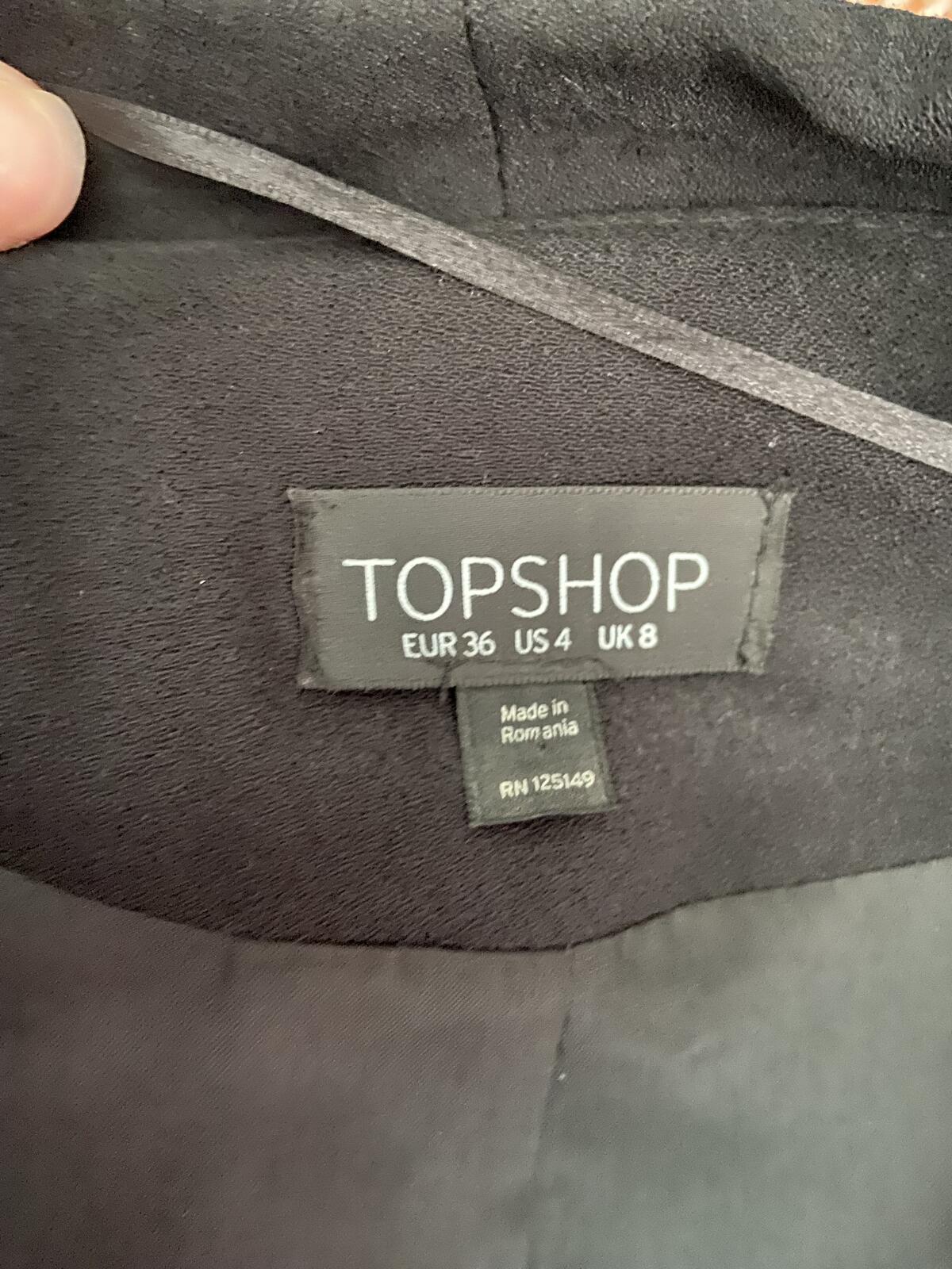 Topshop Women’s Black Boxy Smart Blazer Jacket Size UK 8