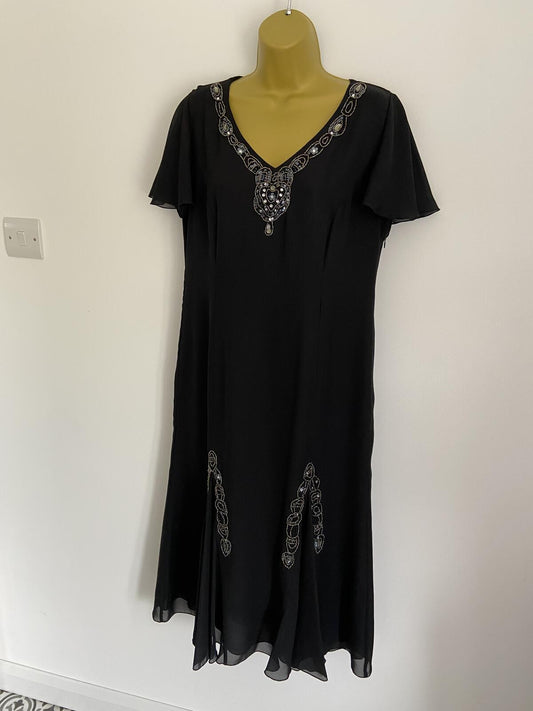 Eastex Women’s Black Beaded Fishtail Evening Dress Size 12