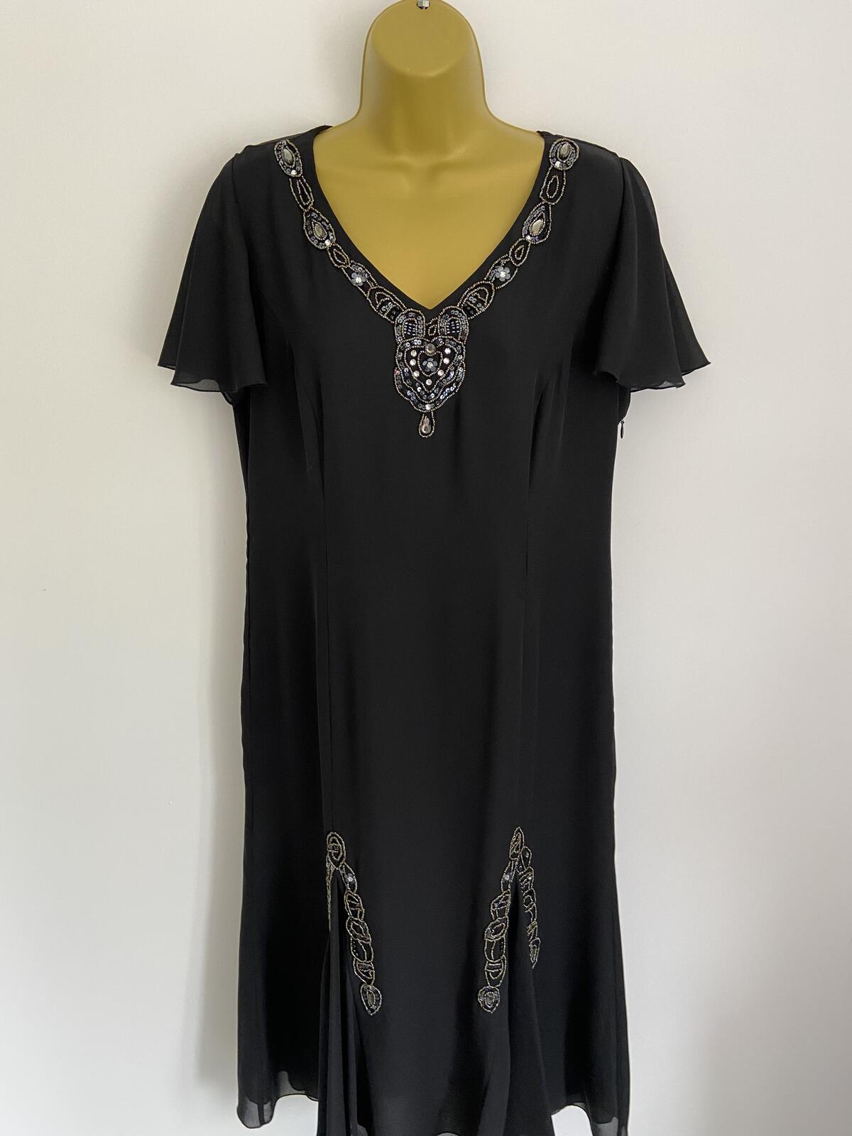 Eastex Women’s Black Beaded Fishtail Evening Dress Size 12