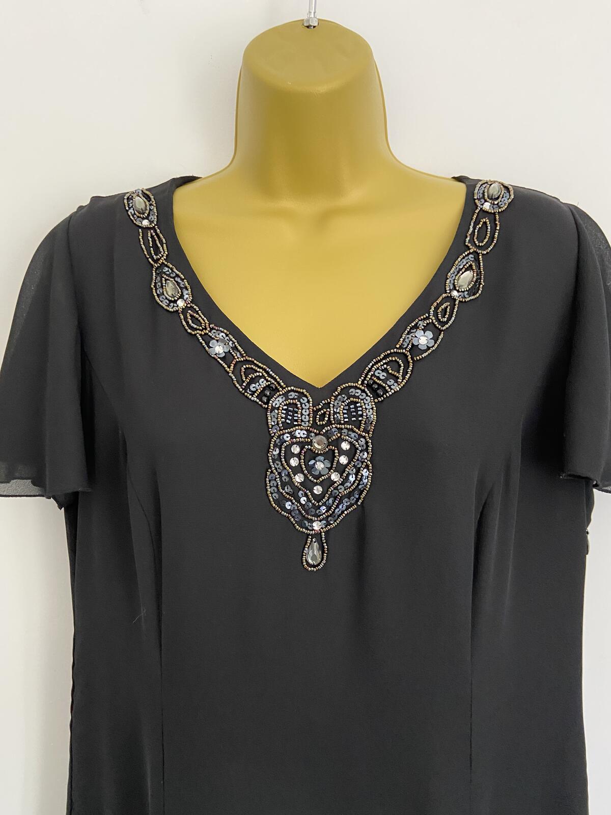 Eastex Women’s Black Beaded Fishtail Evening Dress Size 12