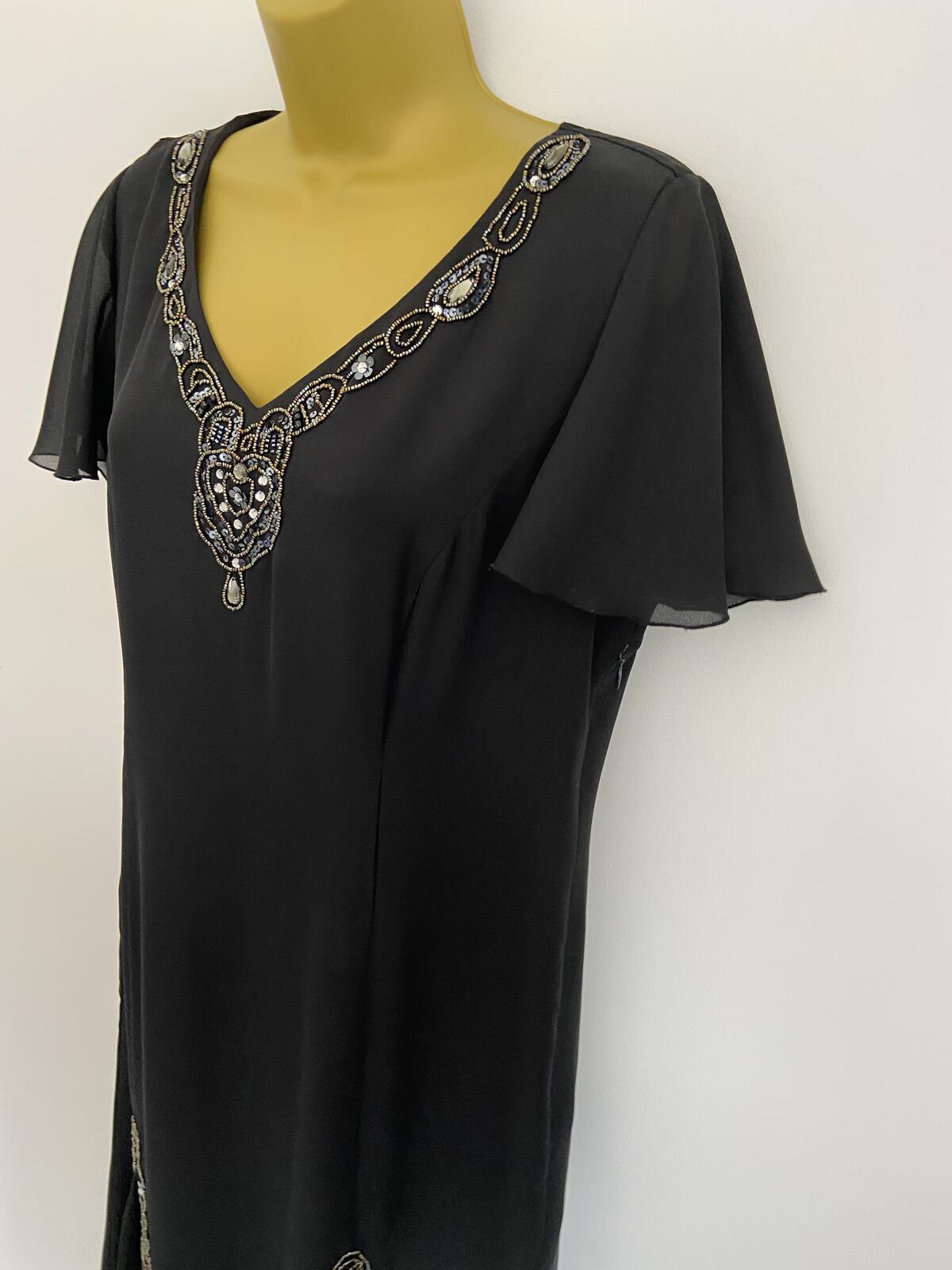 Eastex Women’s Black Beaded Fishtail Evening Dress Size 12