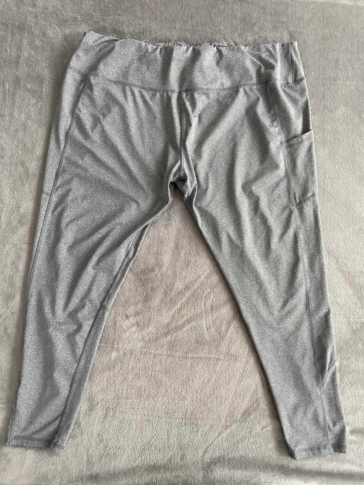 Ladies 2XL Grey Marl Workout Leggings - Gym Yoga Trousers with Pockets