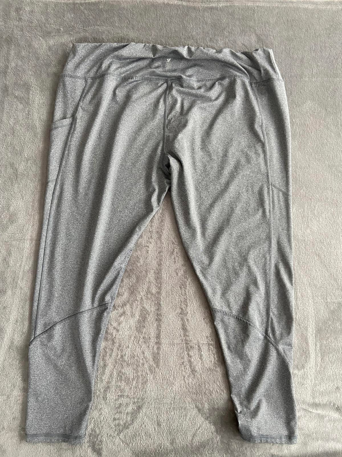 Ladies 2XL Grey Marl Workout Leggings - Gym Yoga Trousers with Pockets