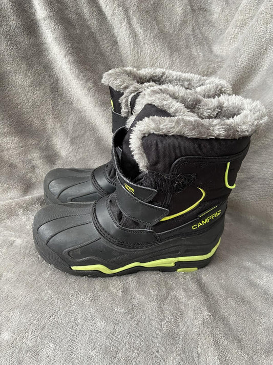 Campri Boys'/Girls' Black & Lime Green Thermal Snow Boots Size UK 3