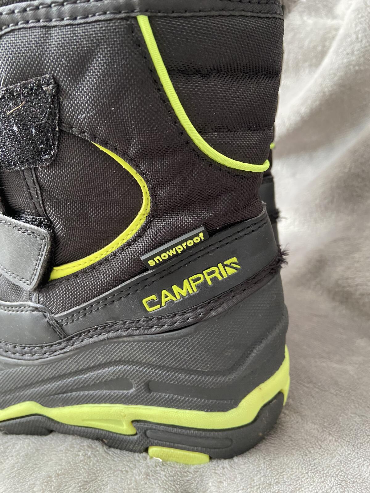 Campri Boys'/Girls' Black & Lime Green Thermal Snow Boots Size UK 3