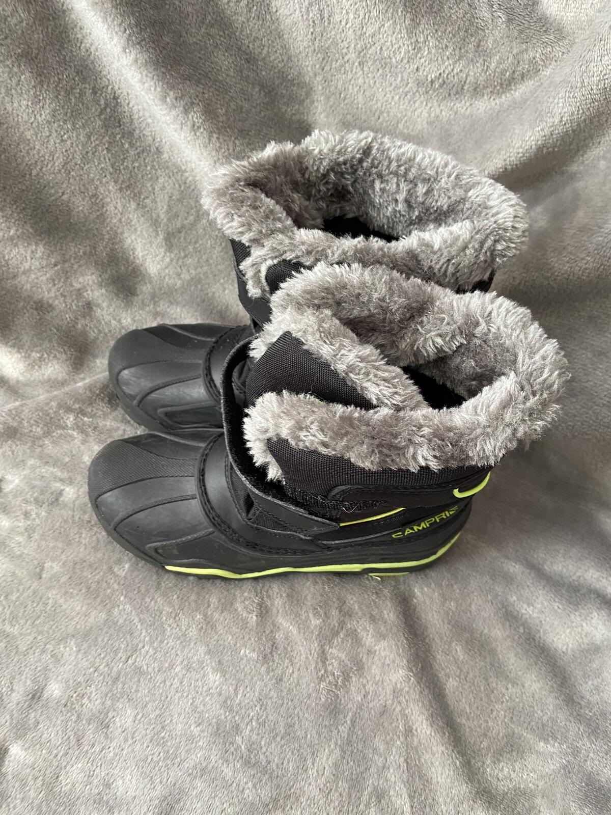 Campri Boys'/Girls' Black & Lime Green Thermal Snow Boots Size UK 3