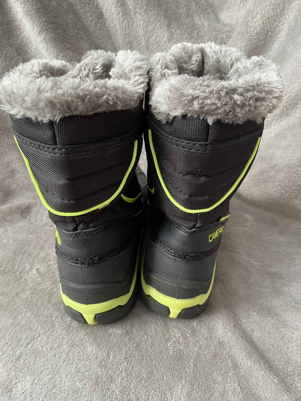 Campri Boys'/Girls' Black & Lime Green Thermal Snow Boots Size UK 3