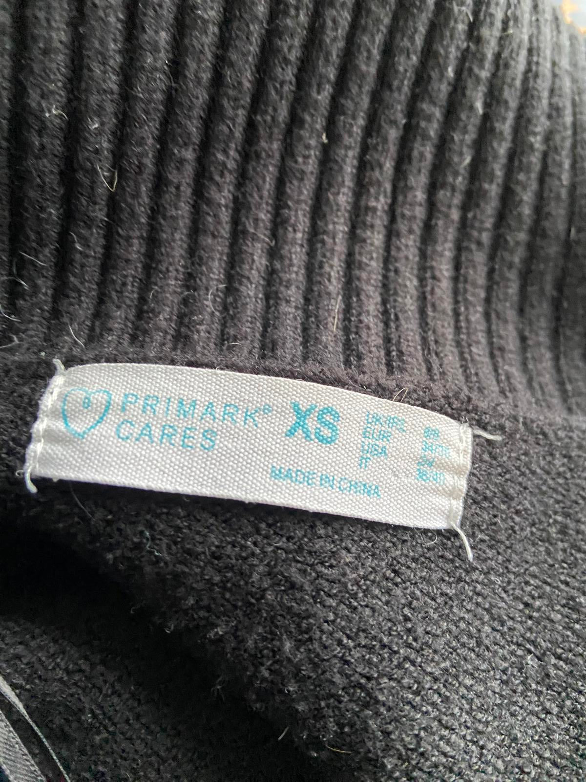 Primark Ladies Black & White Striped Knit Dress - Quarter Zip, Size XS