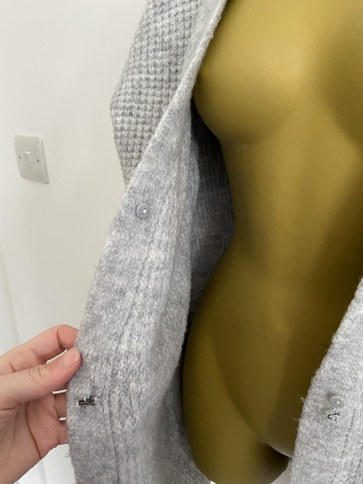 Primark Women’s Grey Waffle Knit Cardigan with Pockets Size Small