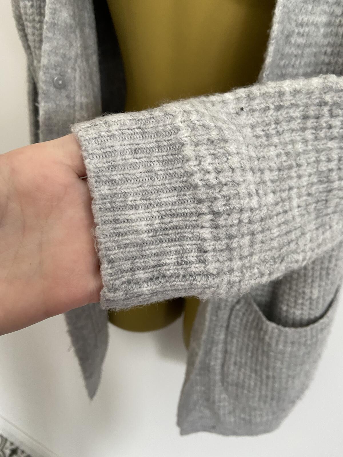 Primark Women’s Grey Waffle Knit Cardigan with Pockets Size Small