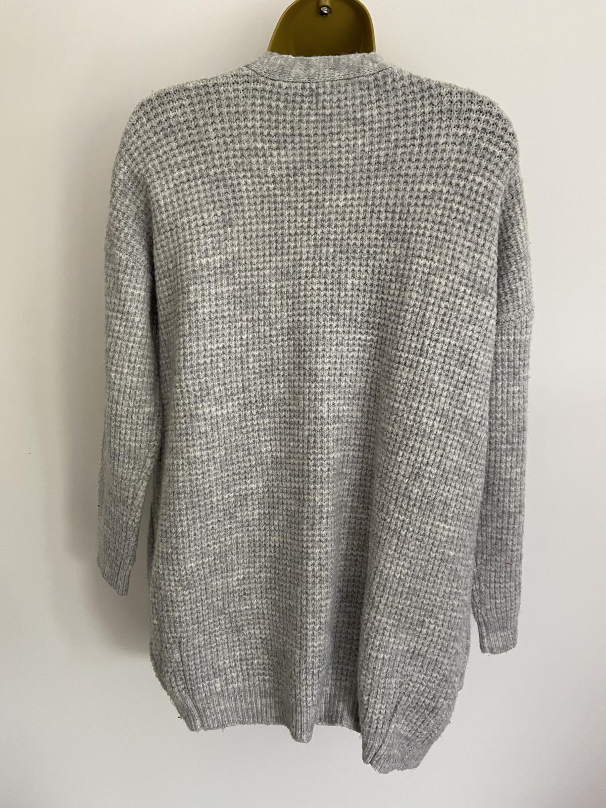 Primark Women’s Grey Waffle Knit Cardigan with Pockets Size Small