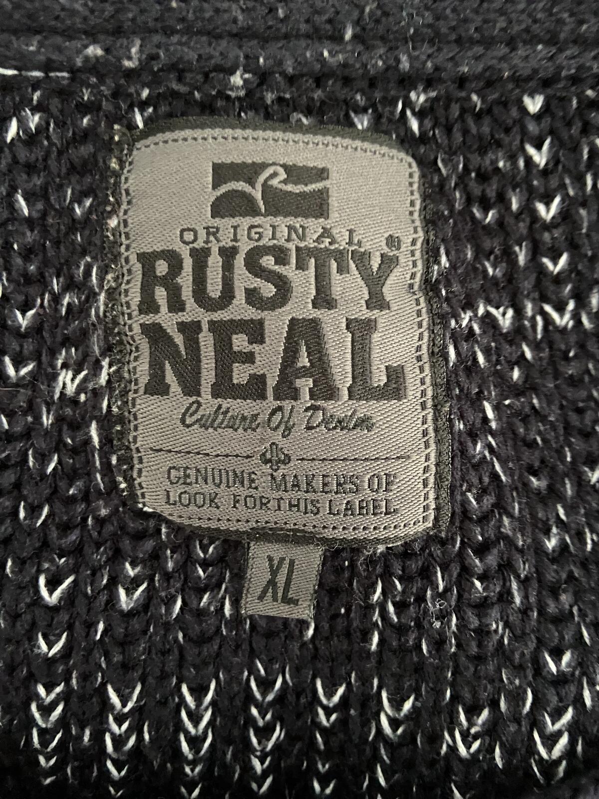 Original Rusty Neal Men’s Ombre Knit Jumper Blue to Grey Size XL