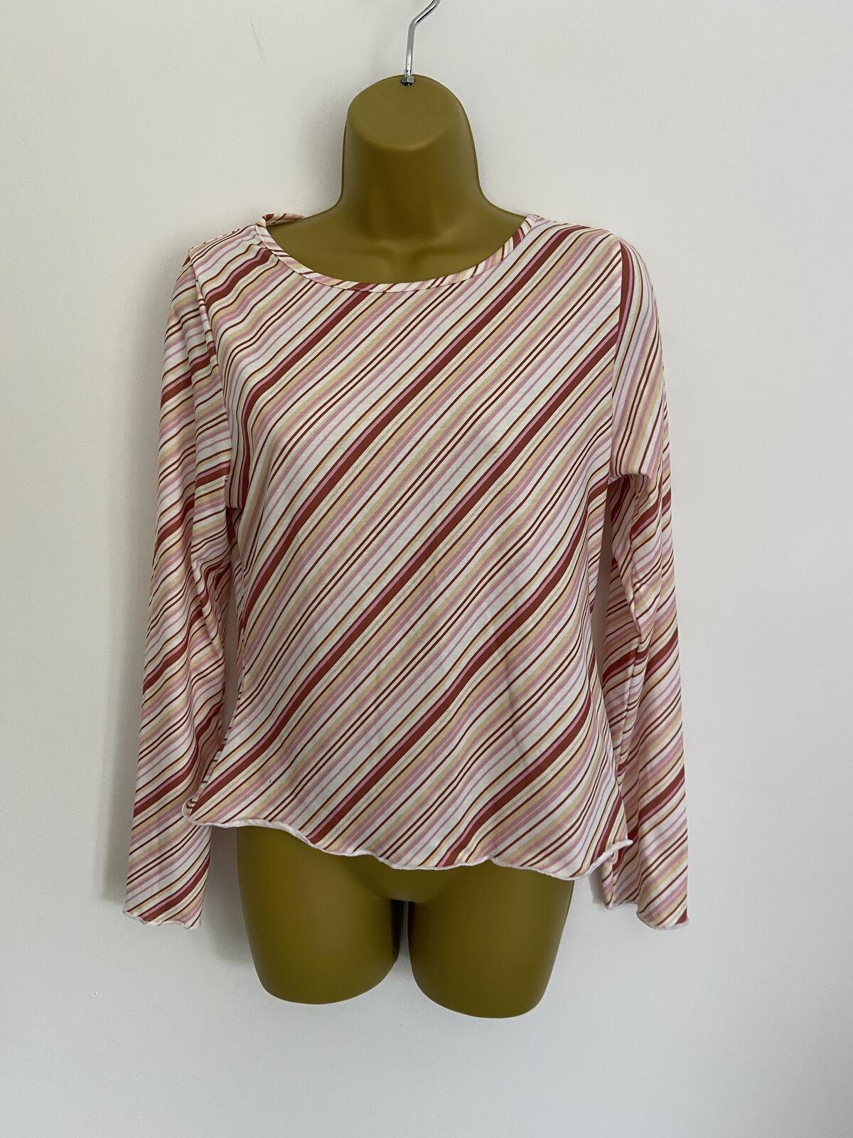 Daisy Street Women’s Diagonal Stripe Long Sleeve Stretchy Top Size 14