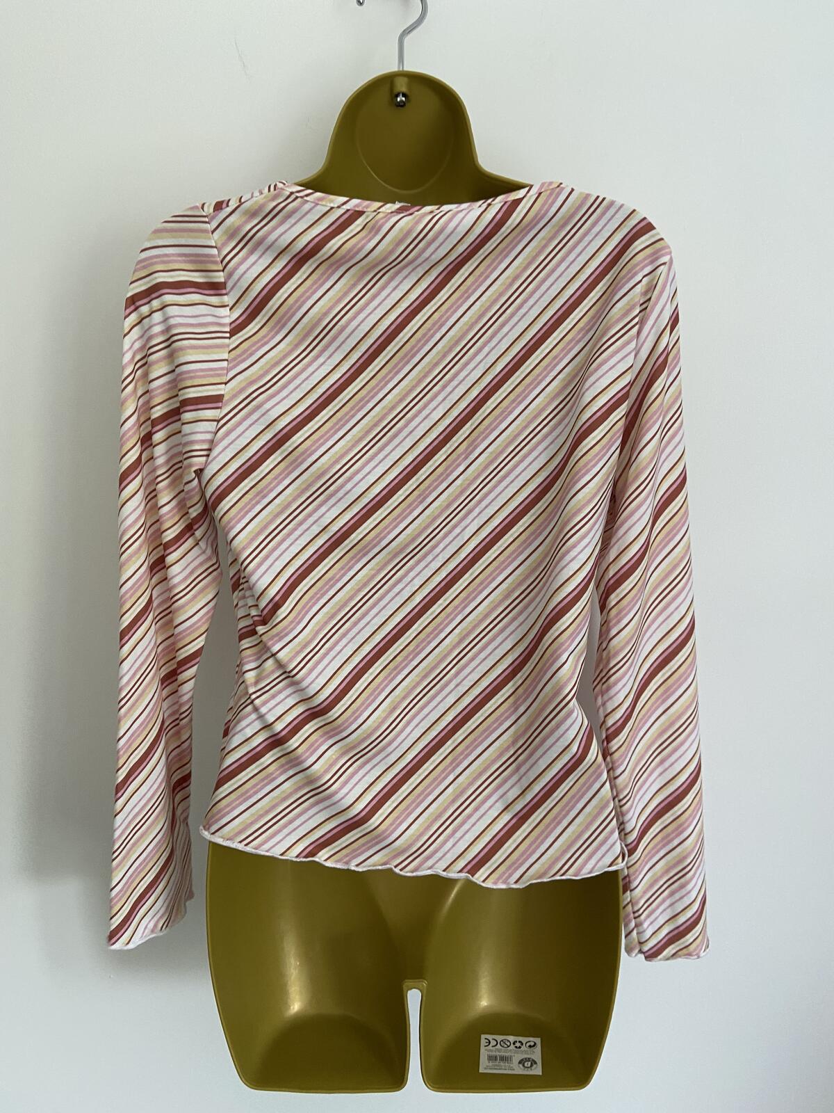 Daisy Street Women’s Diagonal Stripe Long Sleeve Stretchy Top Size 14
