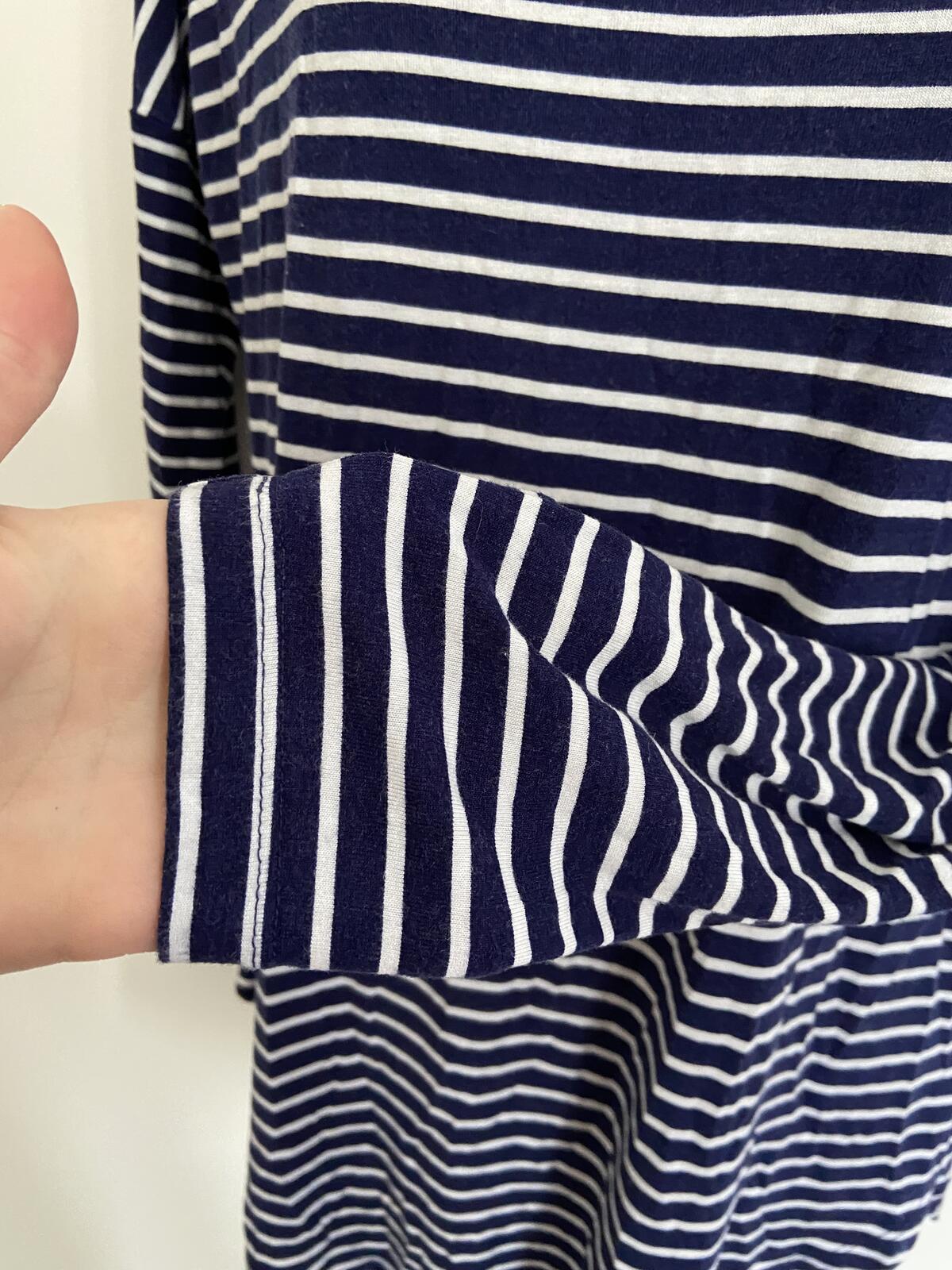 Women’s Papaya Relaxed Fit Navy & White Striped Long Sleeve T-Shirt Size Small