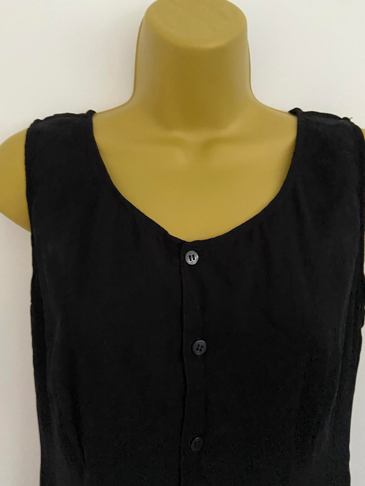 BHS Ladies Black Sheer Silk-Look Top - Sequin & Beaded Evening Blouse, Size 10