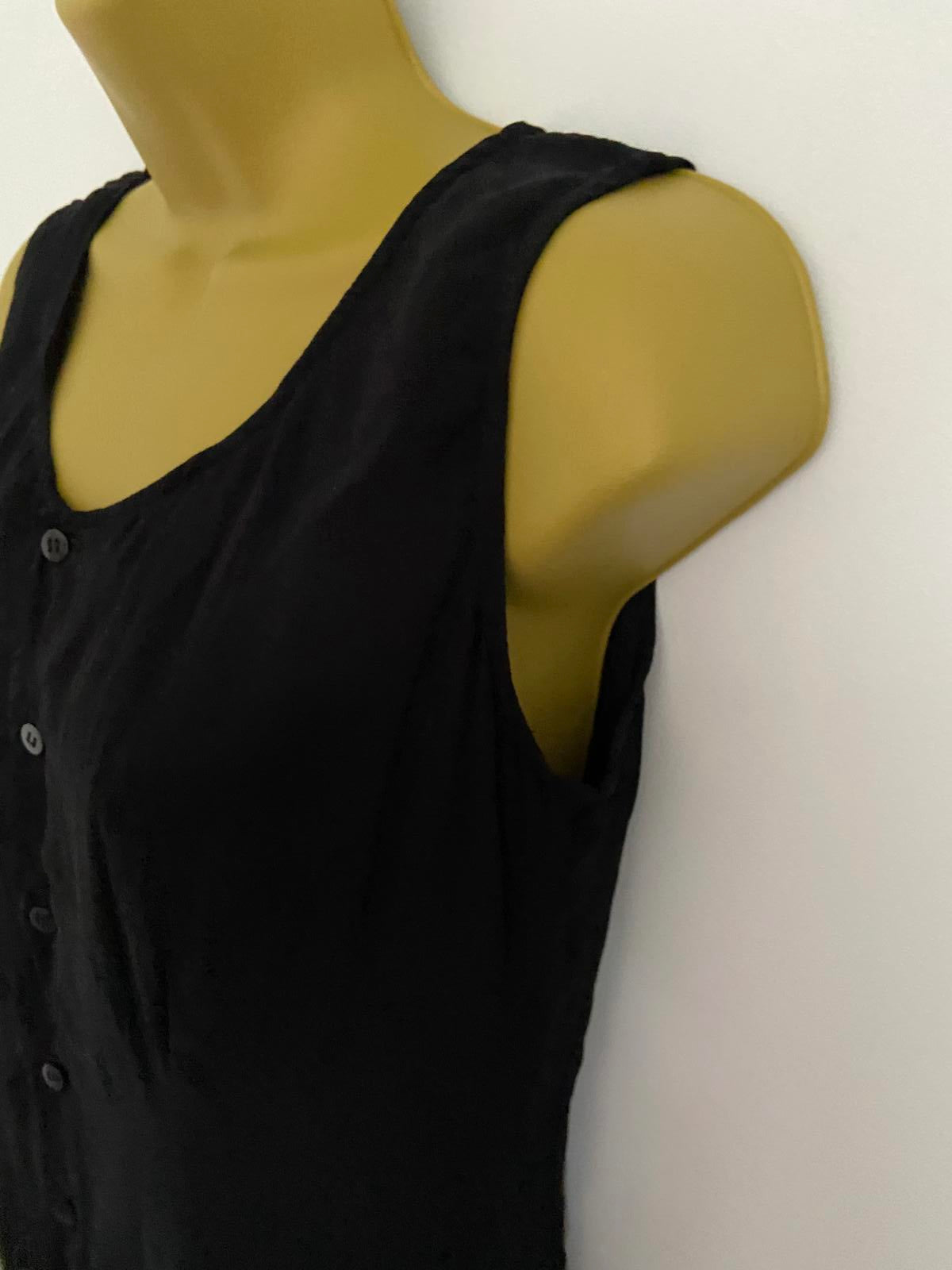 BHS Ladies Black Sheer Silk-Look Top - Sequin & Beaded Evening Blouse, Size 10