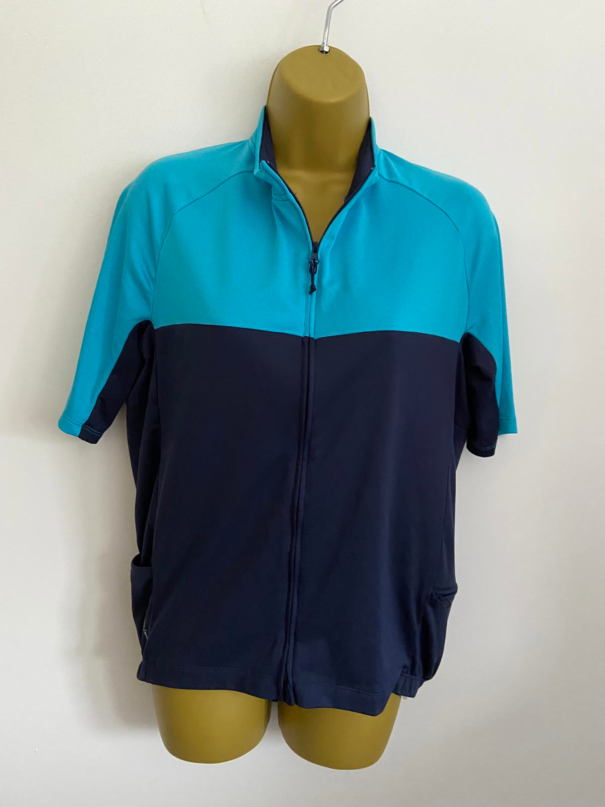 Decathlon Men's B'Twin Cycling Jersey - Blue Short Sleeve Bike Top, Size L