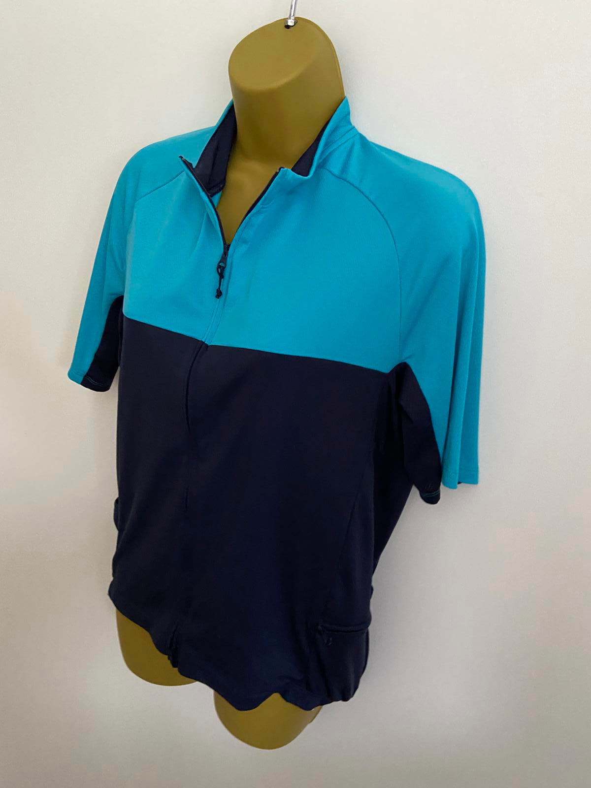 Decathlon Men's B'Twin Cycling Jersey - Blue Short Sleeve Bike Top, Size L