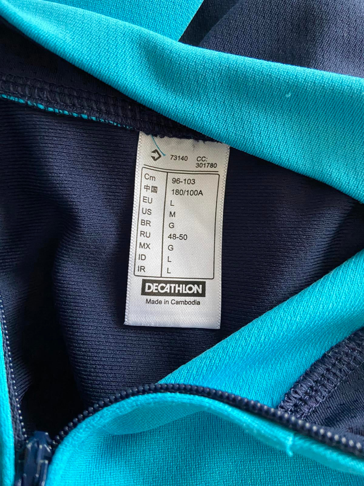 Decathlon Men's B'Twin Cycling Jersey - Blue Short Sleeve Bike Top, Size L