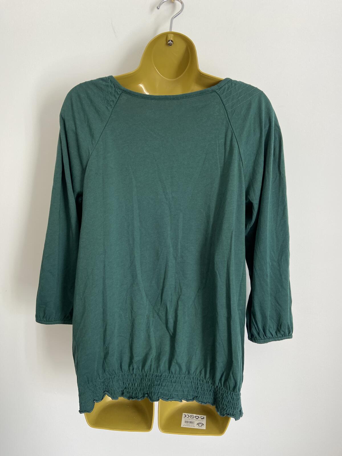 Women’s Forest Green Studded Scoop Neck Top with Tie Detail Size 12