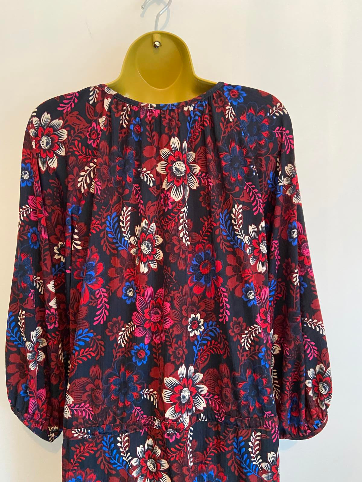 Next Floral Dress - Black with Multi-Color Flowers, Size 14