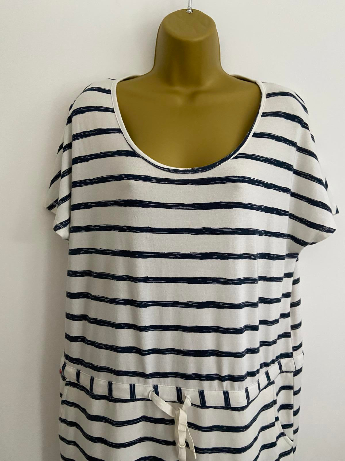 CraigHoppers Nosilife Striped Dress - White & Blue, Size 16