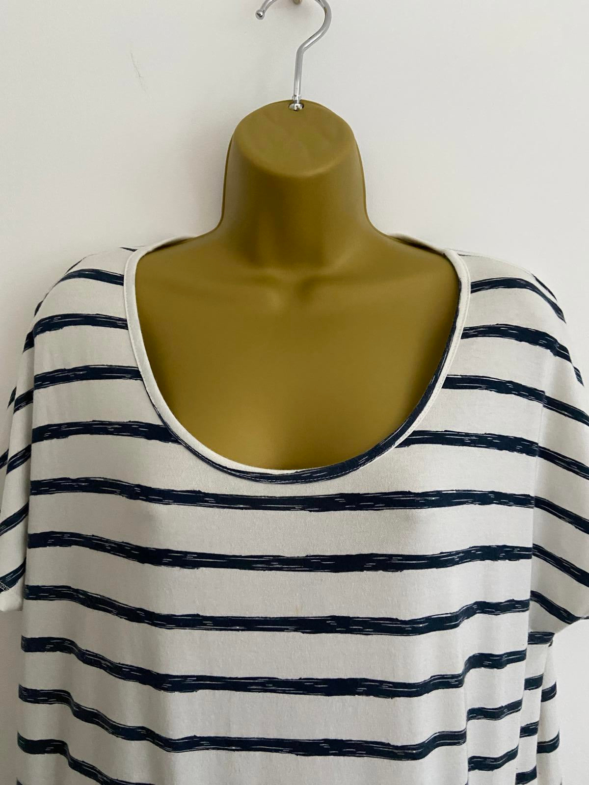 CraigHoppers Nosilife Striped Dress - White & Blue, Size 16