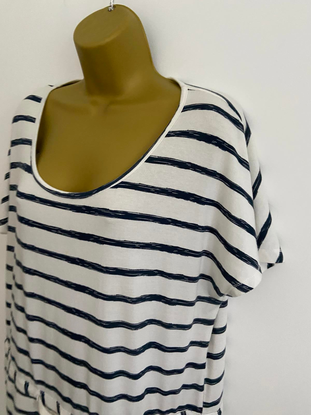 CraigHoppers Nosilife Striped Dress - White & Blue, Size 16