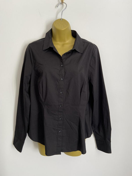 Et Vous Ladies Black Long Sleeve Button-Up Formal Work Shirt Size 14