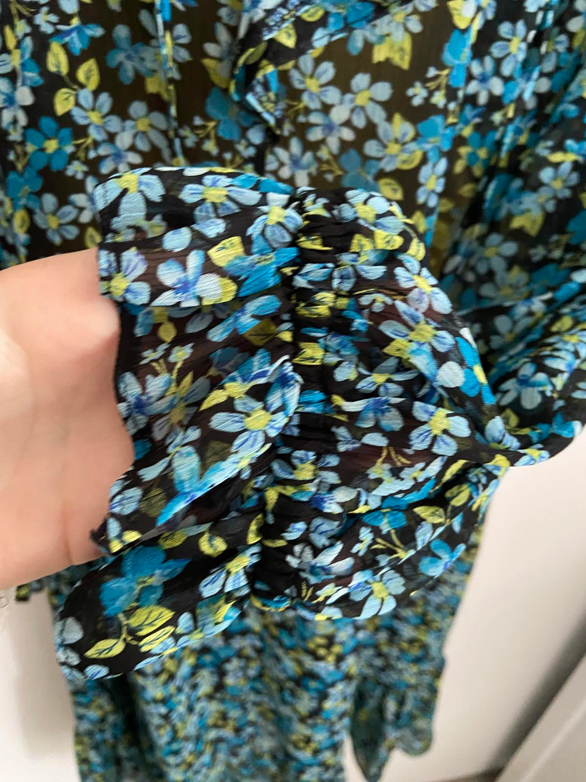 Primark Sheer Floral Dress - Black, Turquoise & Green, Size 14