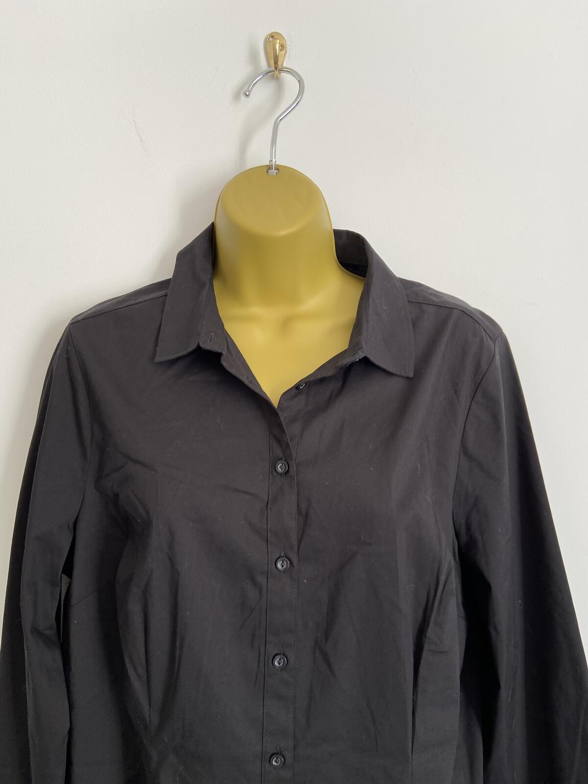 Et Vous Ladies Black Long Sleeve Button-Up Formal Work Shirt Size 14