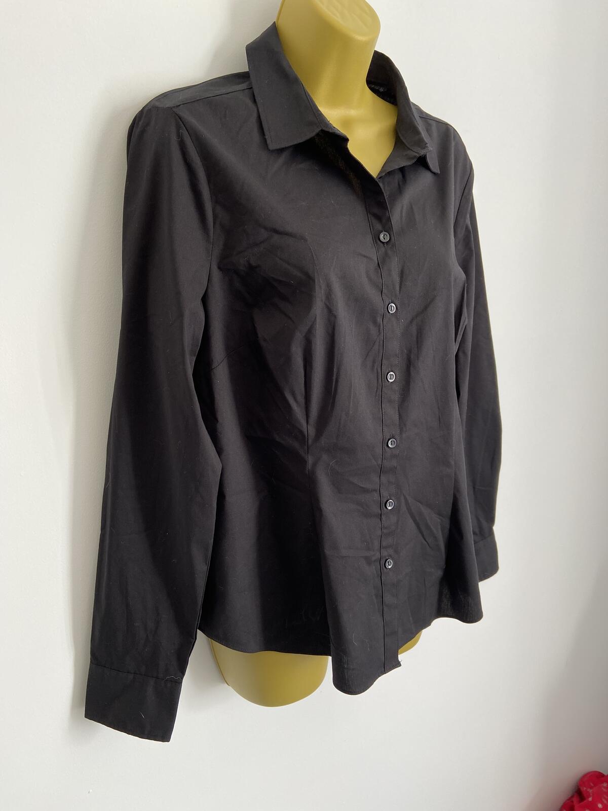 Et Vous Ladies Black Long Sleeve Button-Up Formal Work Shirt Size 14
