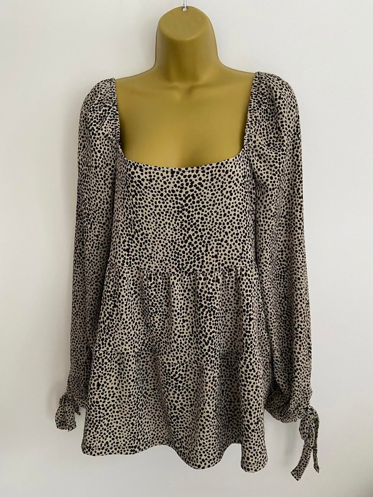 George Leopard Print Blouse - Tan, Size 14
