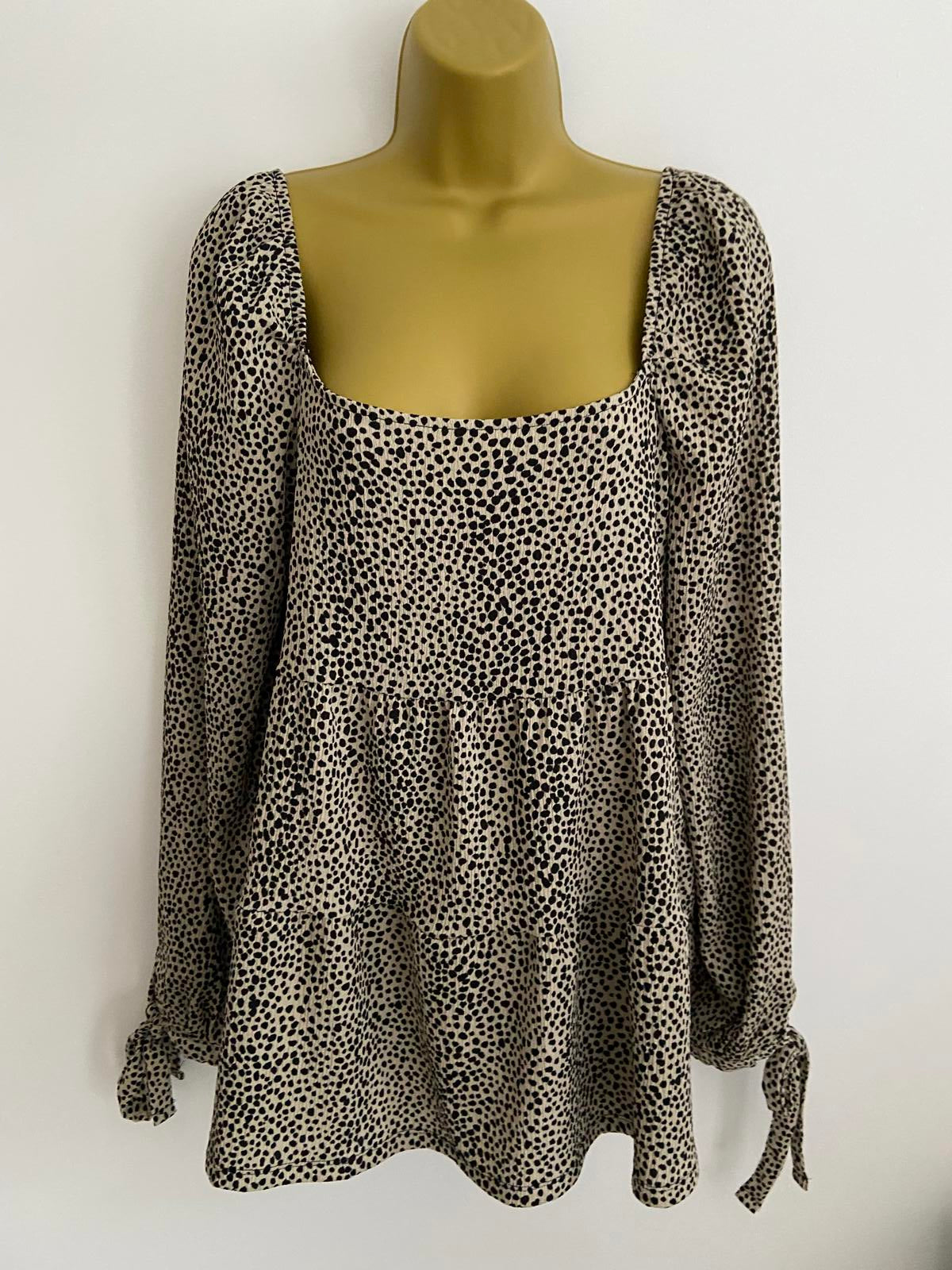George Leopard Print Blouse - Tan, Size 14