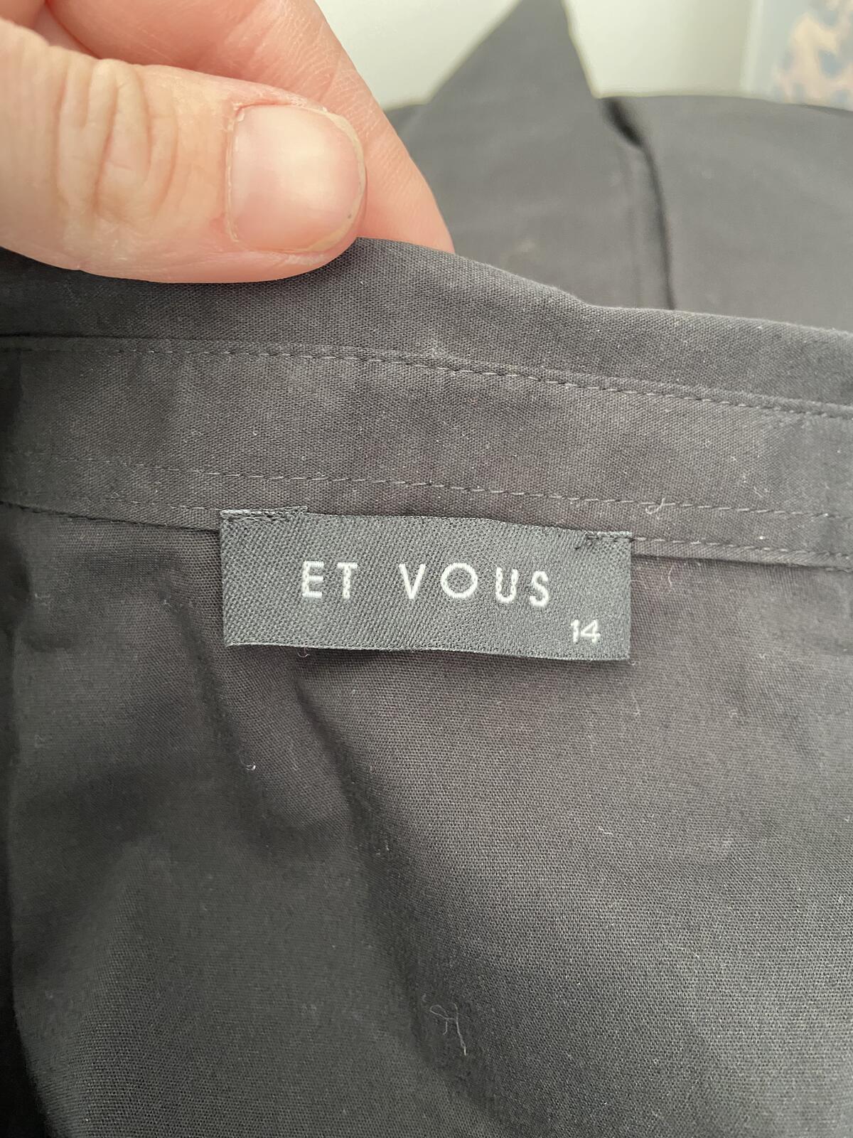 Et Vous Ladies Black Long Sleeve Button-Up Formal Work Shirt Size 14
