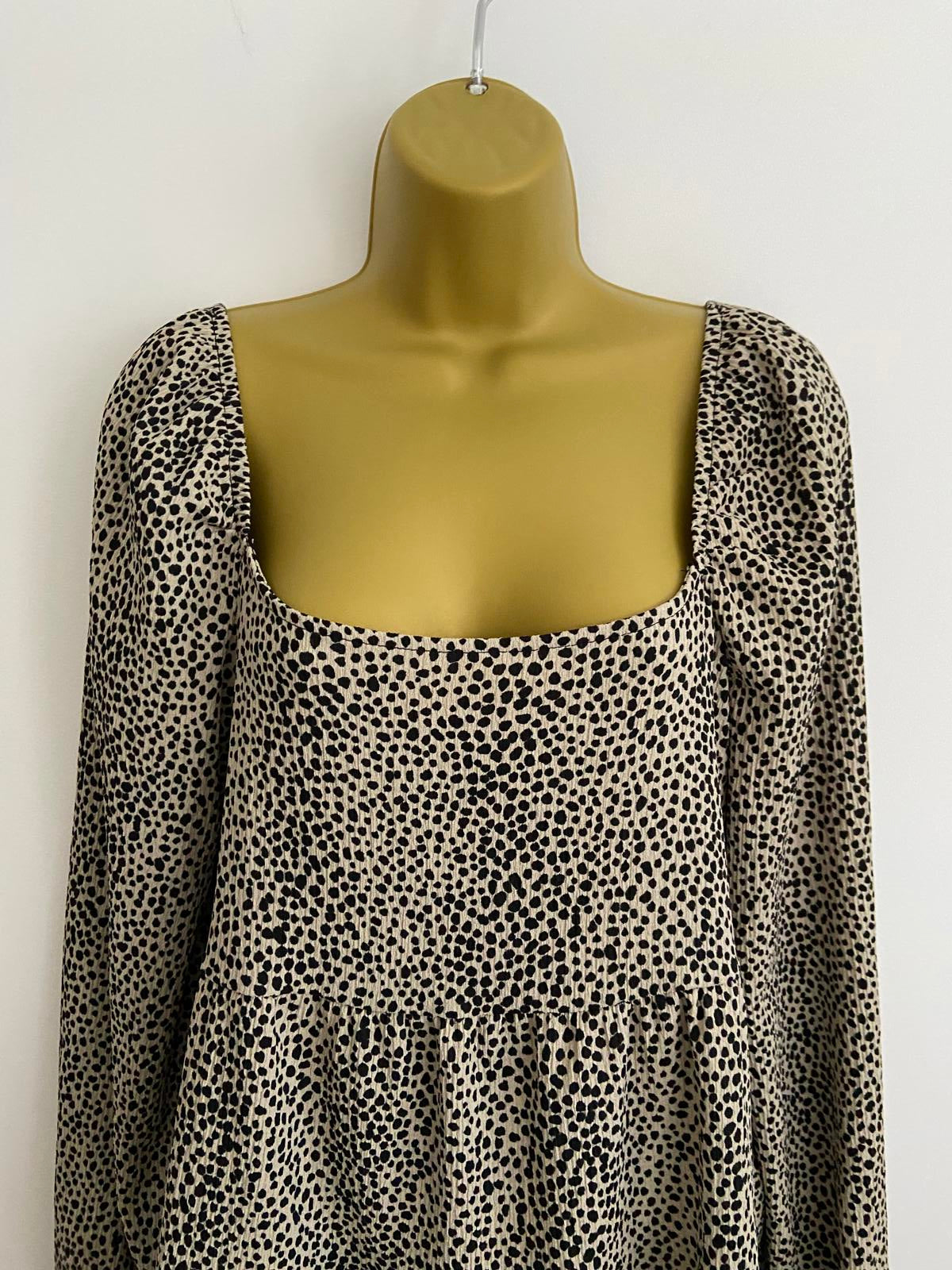 George Leopard Print Blouse - Tan, Size 14