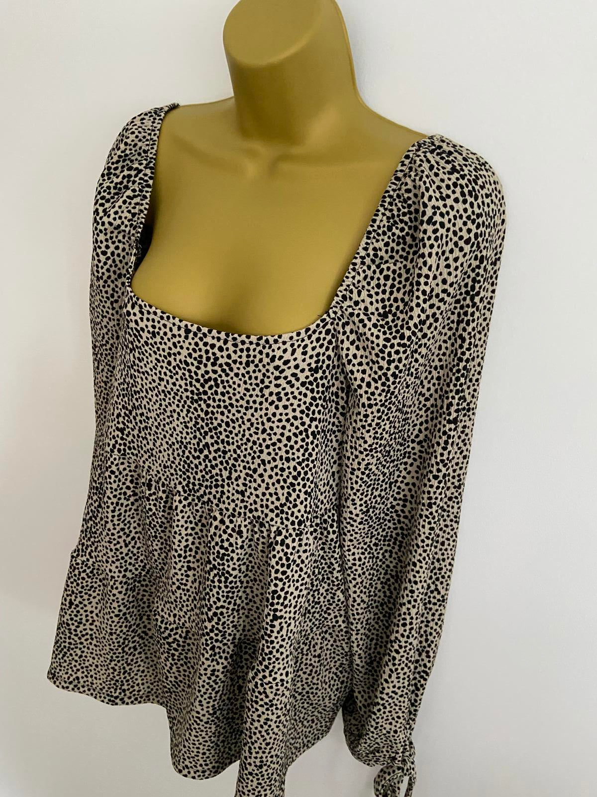 George Leopard Print Blouse - Tan, Size 14