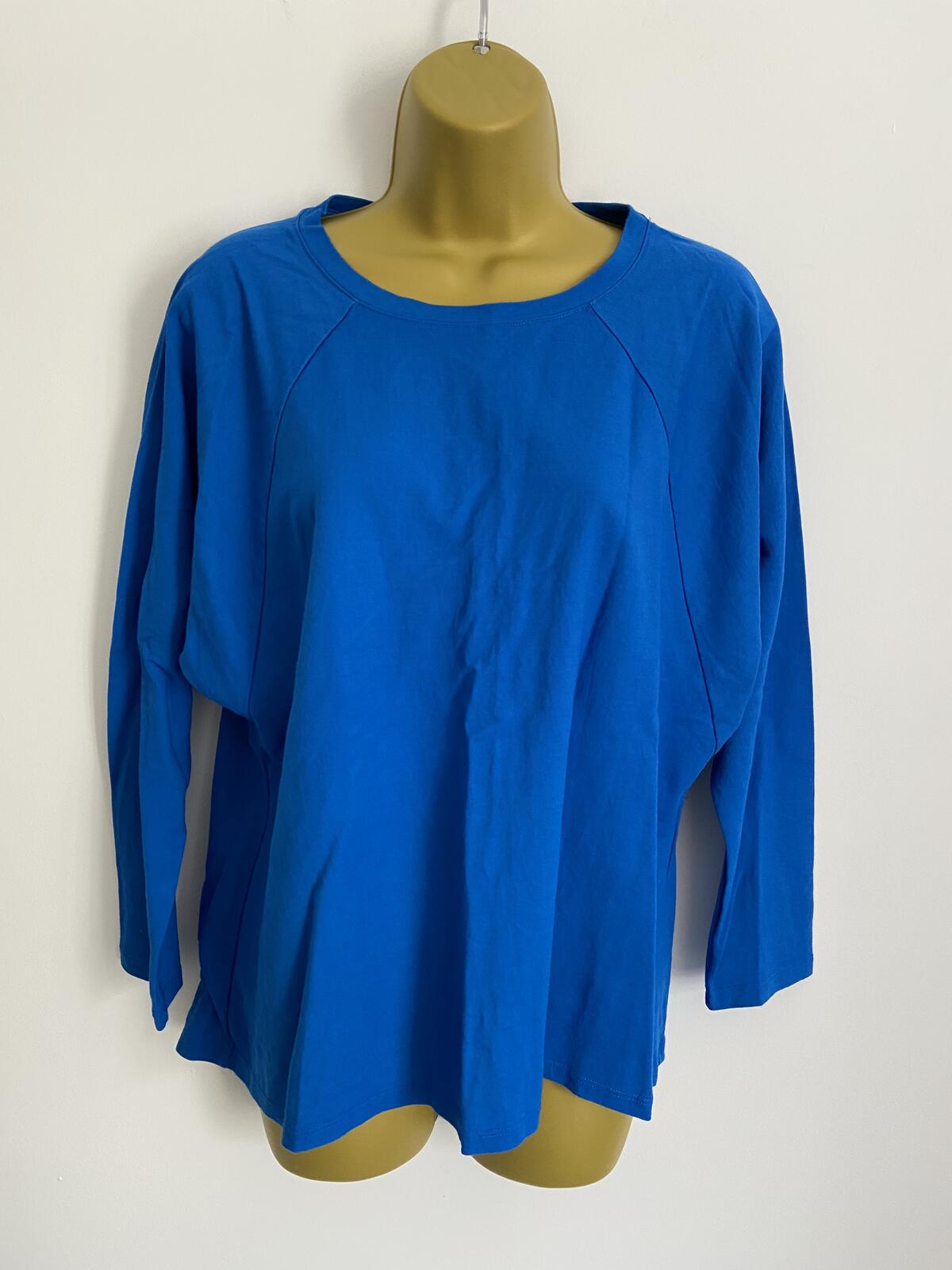TU Women’s Royal Blue Long Sleeve Relaxed Top Everyday Basic Size 16
