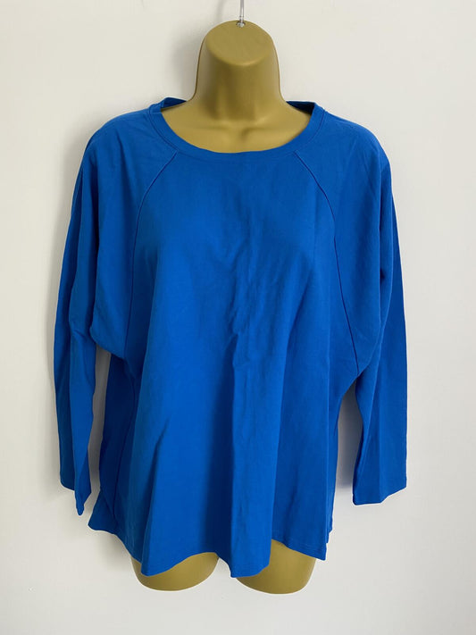 TU Women’s Royal Blue Long Sleeve Relaxed Top Everyday Basic Size 16