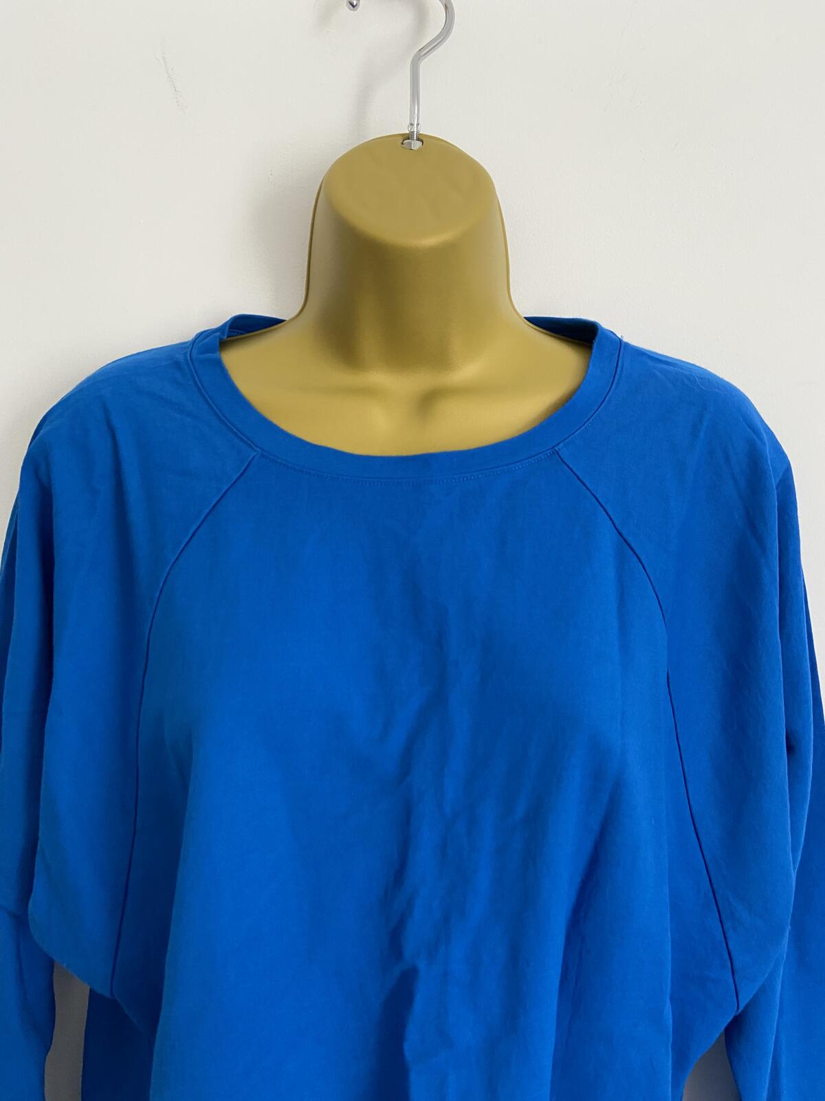 TU Women’s Royal Blue Long Sleeve Relaxed Top Everyday Basic Size 16