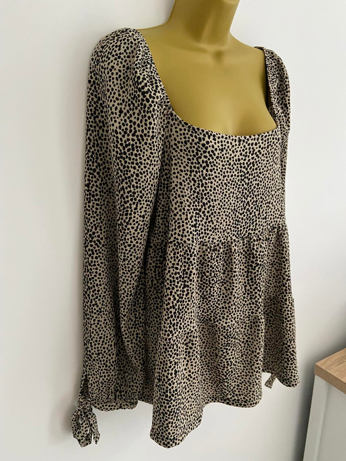 George Leopard Print Blouse - Tan, Size 14