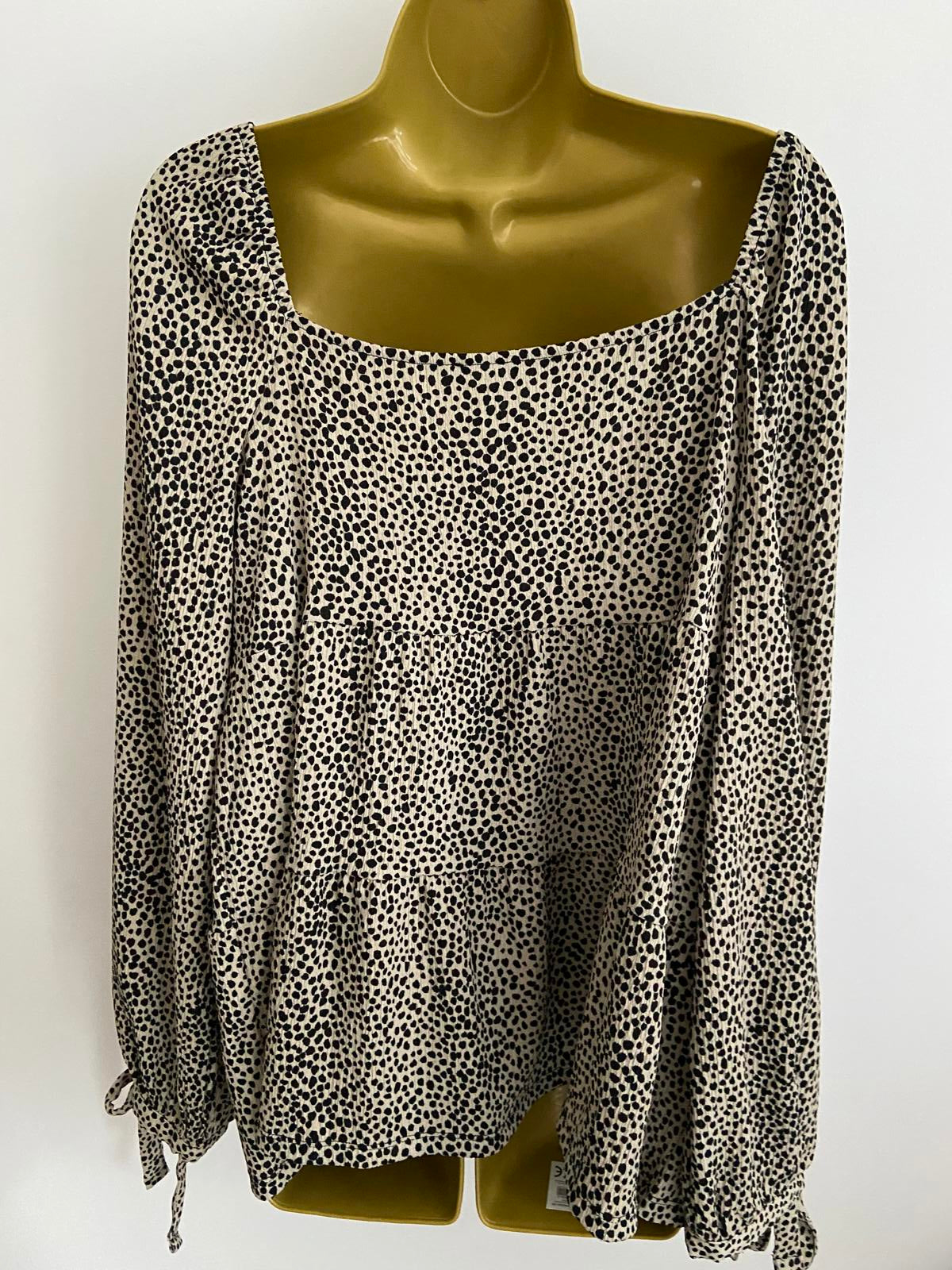 George Leopard Print Blouse - Tan, Size 14