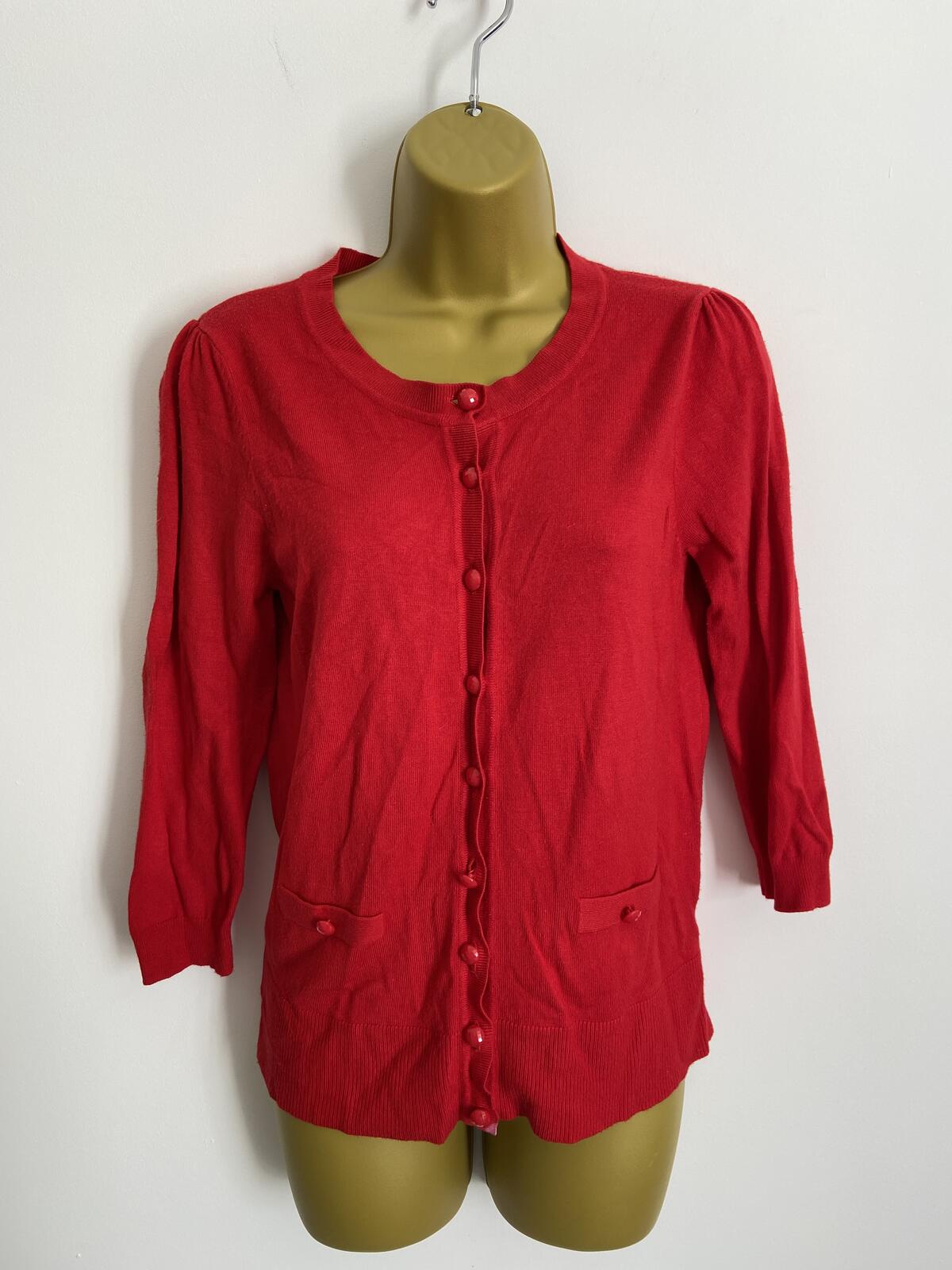 Dunnes Women’s Red 3/4 Sleeve Button-Down Cardigan Size 12